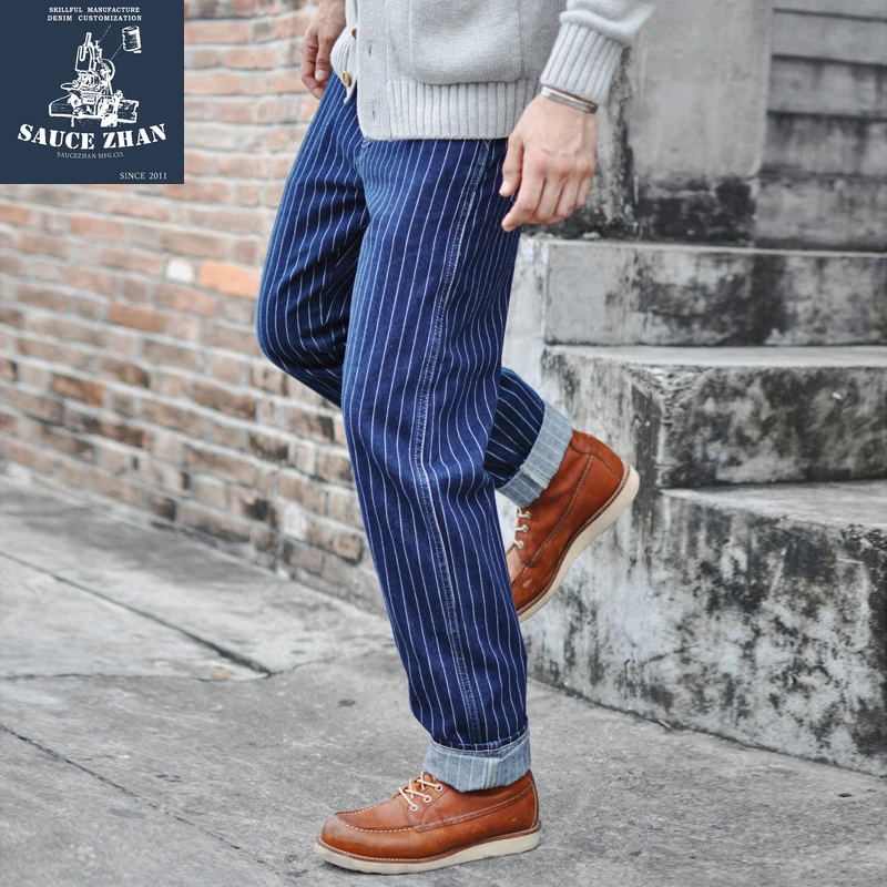 Skinny Jeans Ripped - Saucezhan Gestreepte Jeans Heren Vintage Heren