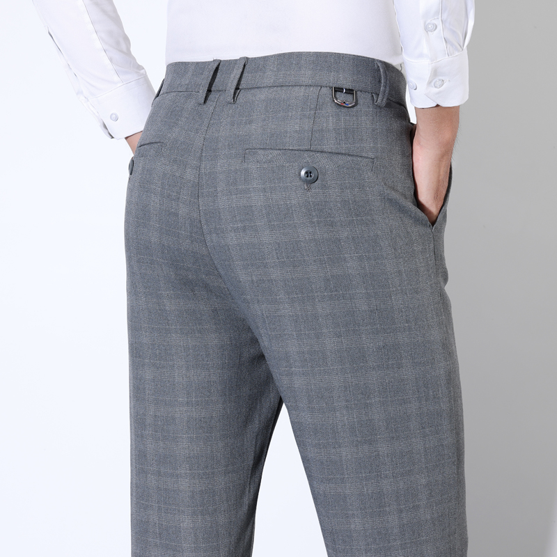 Men'S Dress Pants Fashion - Katoenen geruite gestreepte klassieke pakbroek Heren