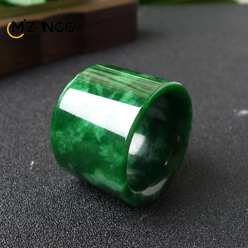 Men'S Fashion For Wedding - Natuurlijke Myanmar Jadeiet Ring Chinese Carving