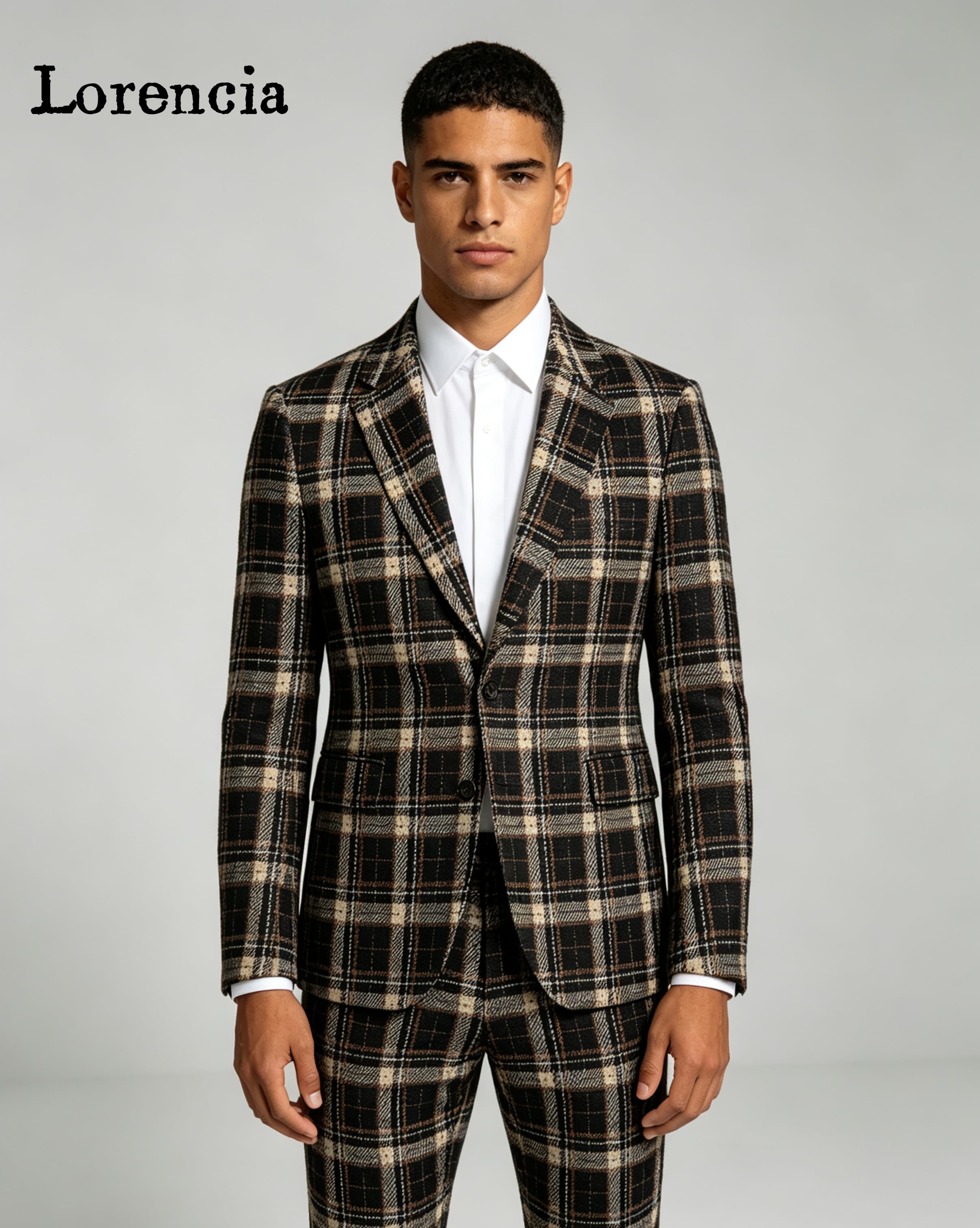 Mens Fashion Trajes - Modellen herenpakken met ruitpatroon, reverskraag, slim