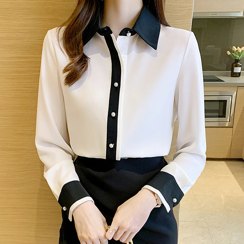 Men Fashion Korean Style - Wit Chiffon Shirt voor Vrouwen Koreaanse