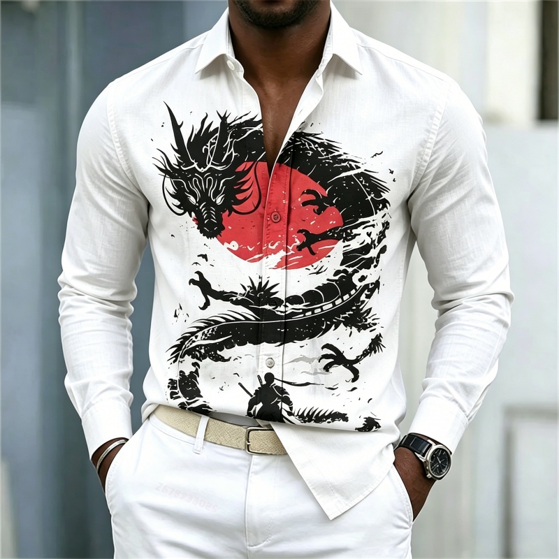 Men'S Fashion And Style - 2026 Nieuw Herenoverhemd Wit Zwart Rood