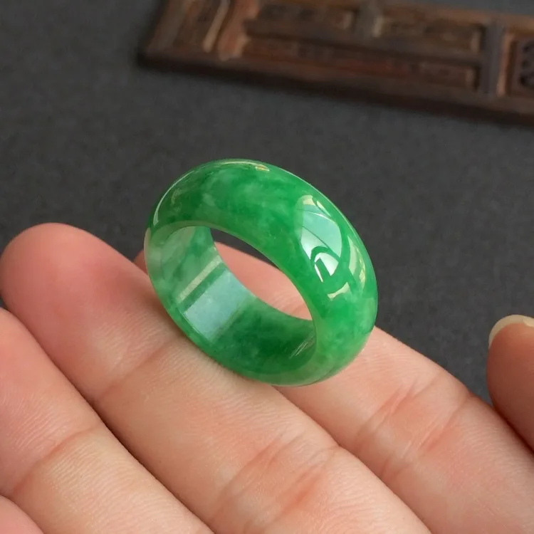 Men'S Fashion For Wedding - Natuurlijke Groene Jade Ring Jadeite Amulet
