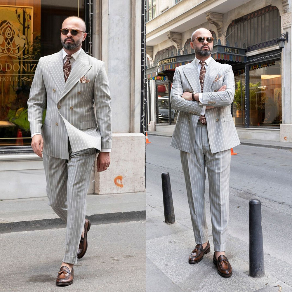 Mens Fashion Trajes - Mode Mannen Pak 2-delige Blazer Krijtstreep