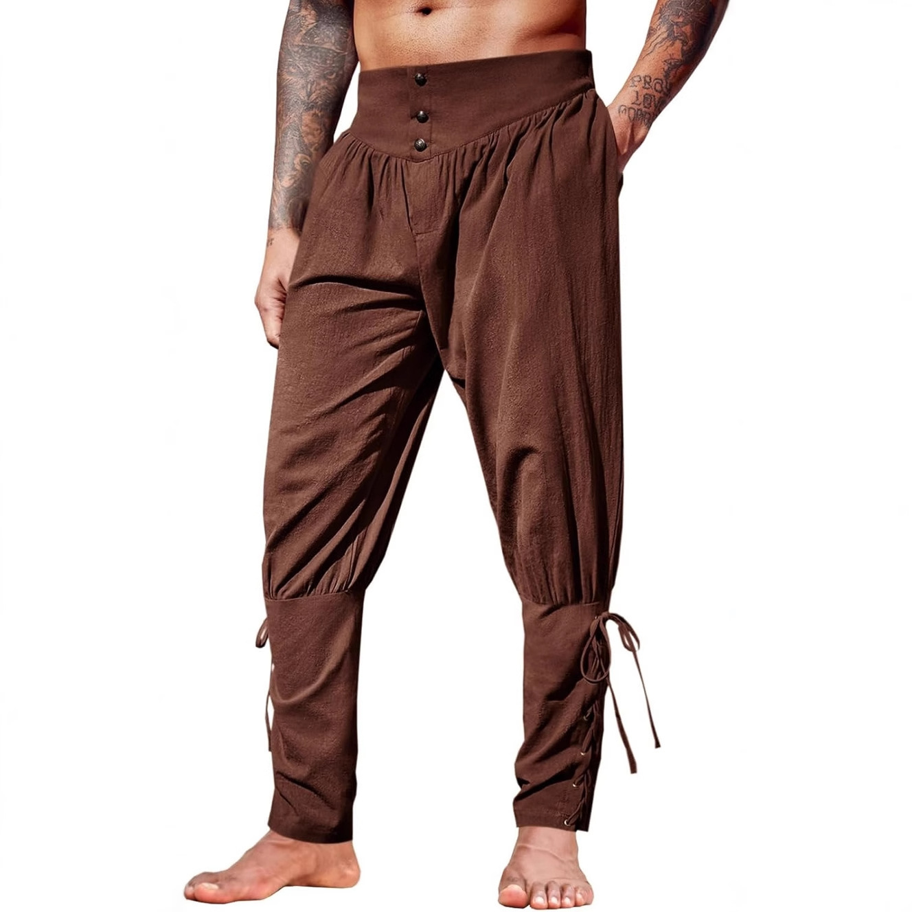 Men'S Dress Pants Fashion - Middeleeuwse linnen enkelbroeken voor heren, Renaissance
