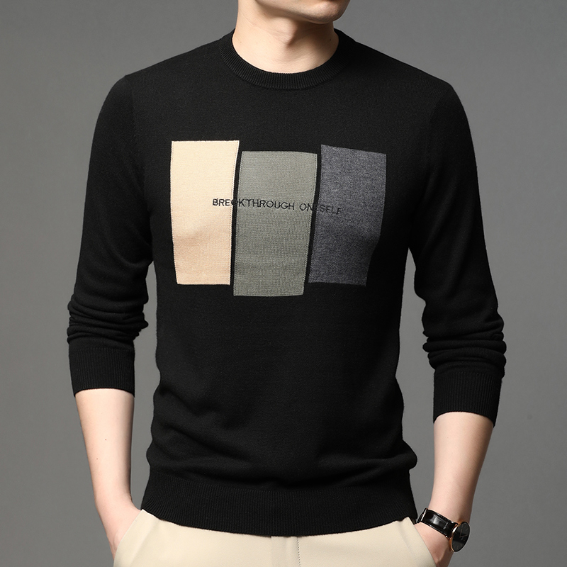 Mens Fashion Mullet - High-End Merk Modieuze Jacquard Gebreide Herentrui