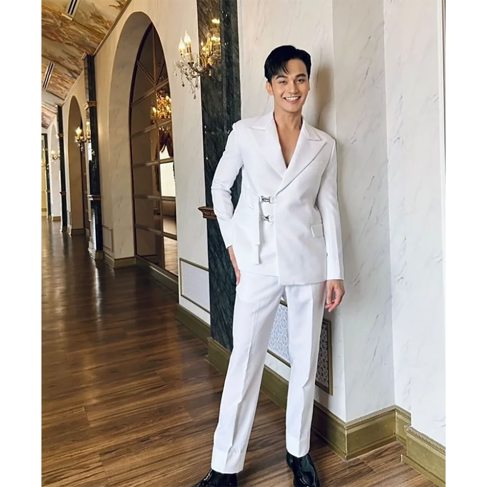 Mens Fashion Trajes - Chique witte hoogwaardige herenpak twee stukken