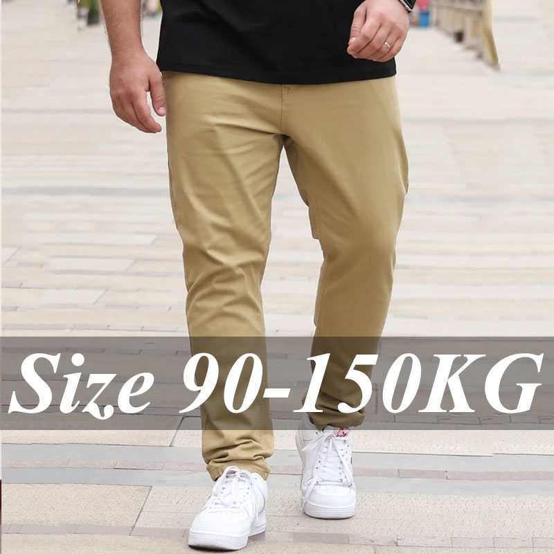 Men'S Fashion Khaki Pants - Plus Size 36-50 Herenbroek Rechte Cut