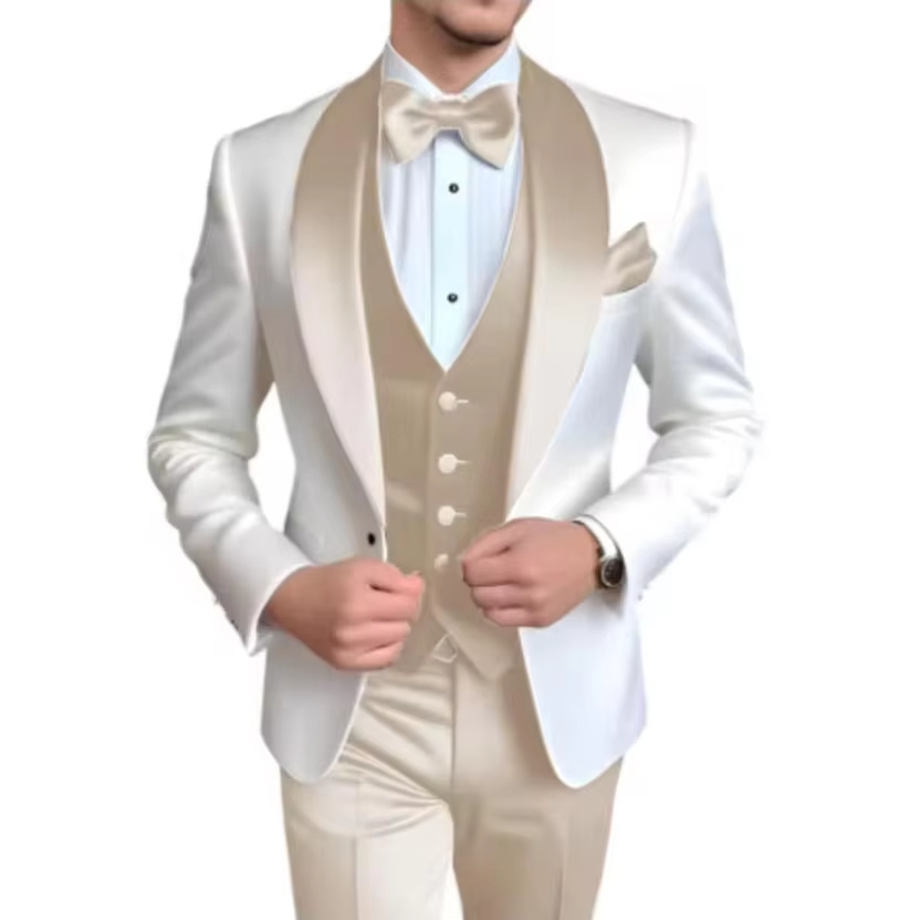Men'S Fashion Khaki Pants - Khaki Heren Smoking 3-delig Set Blazer