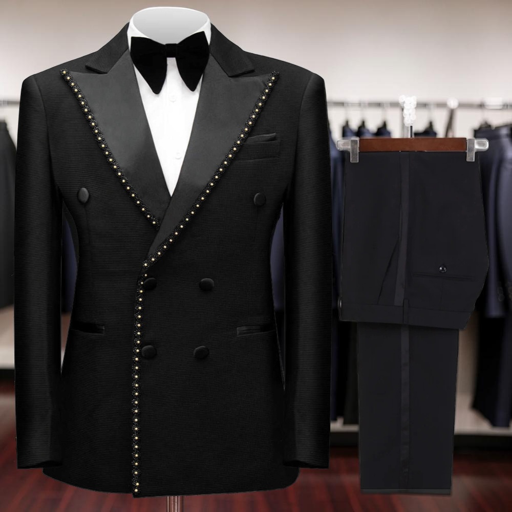 Men'S Dress Pants Fashion - Dubbelgeknoopte, met kralen versierde, formele pakken