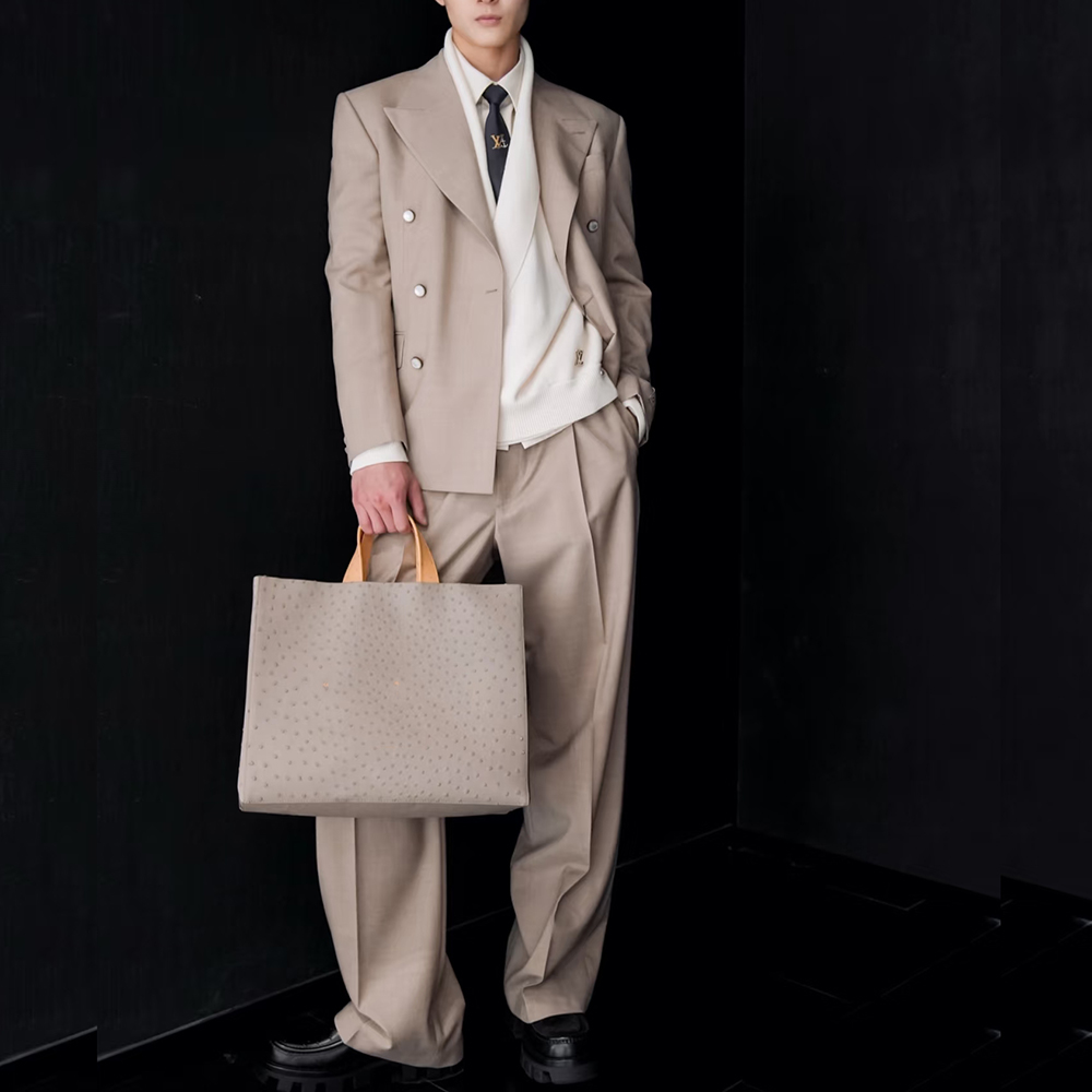 Men'S Fashion Khaki Pants - Mode Kaki Double Breasted Piek Revers