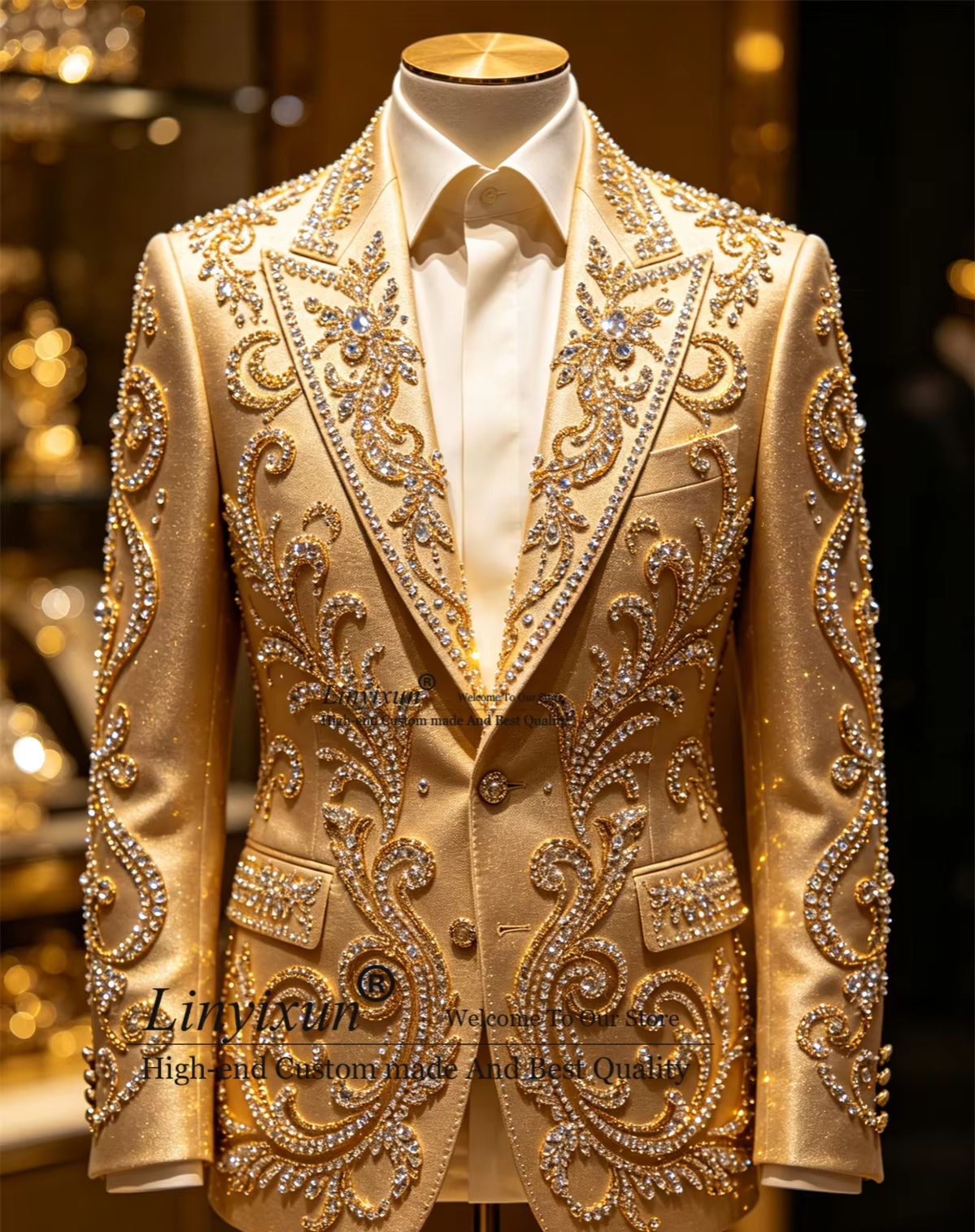 Mens Fashion Trajes - Luxe Stons Crystal Herenkostuums Mode Bruidegom