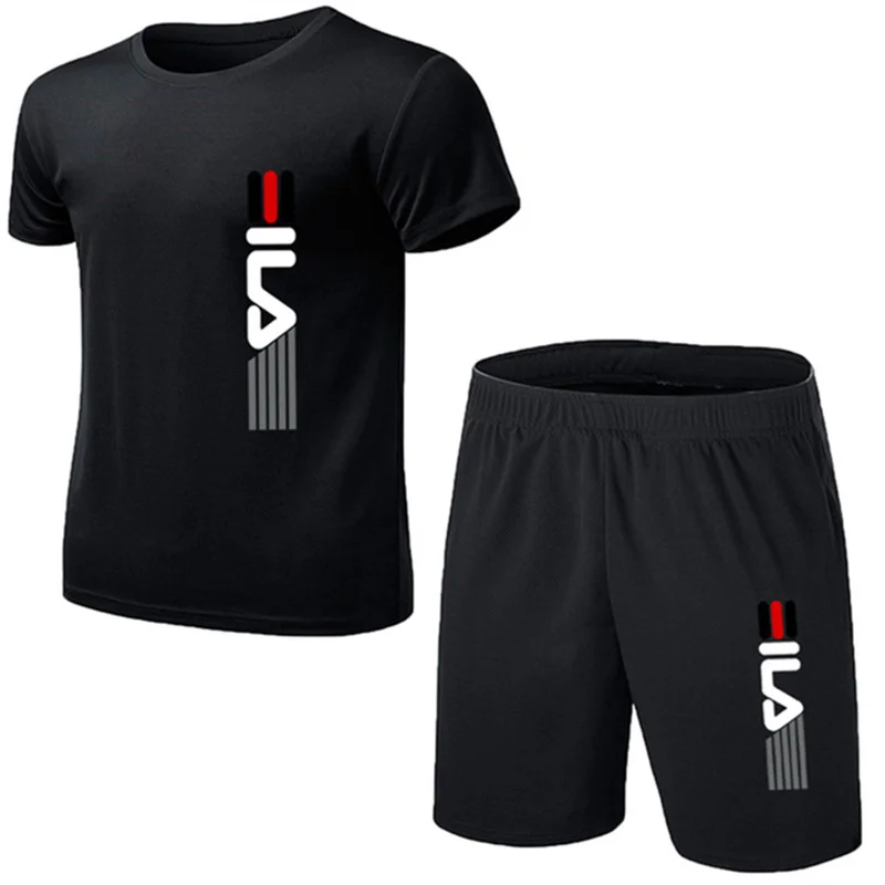 Men'S Fashion Videos - Zomer herenmode eenvoudige fitness tweedelige oversized