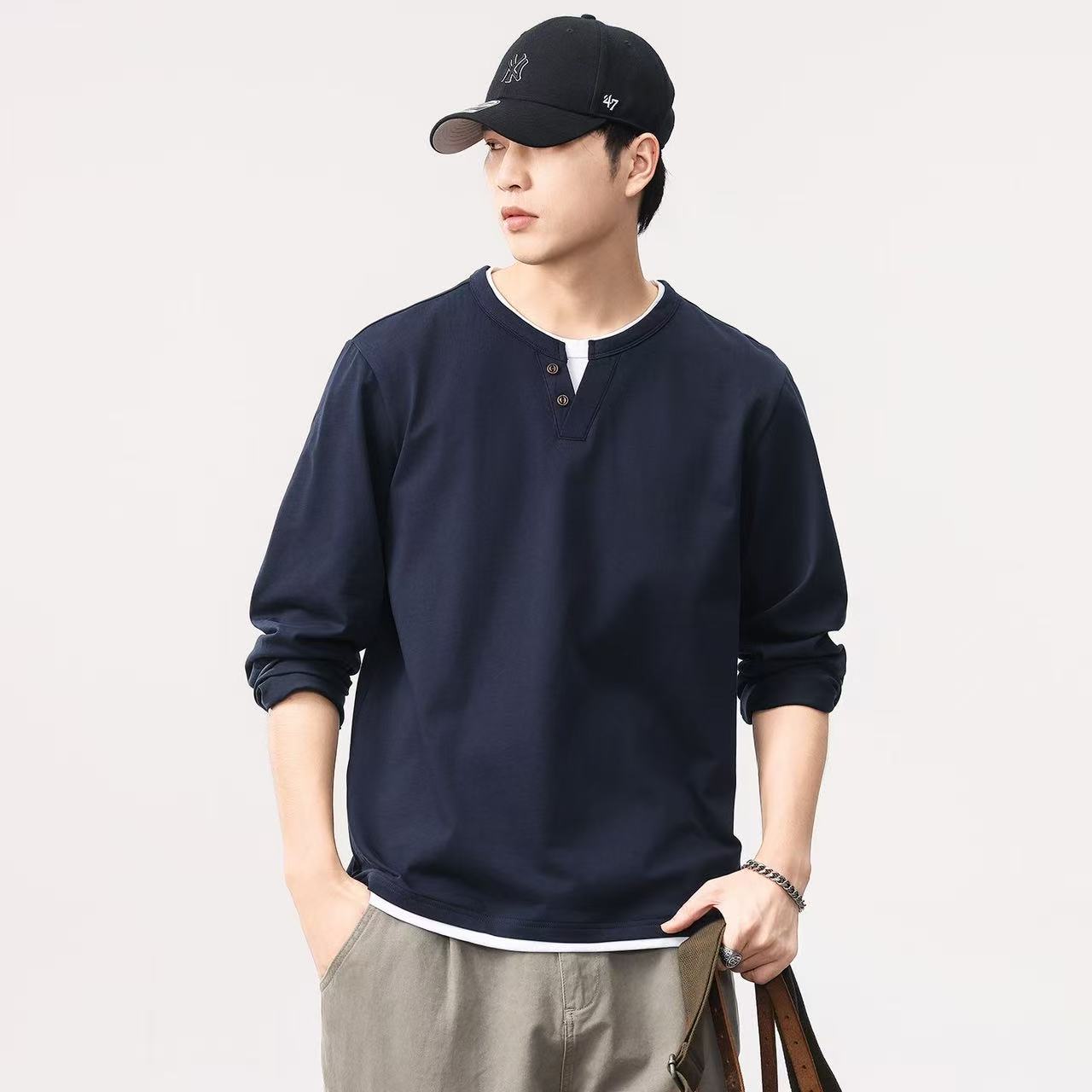Men'S Spring Fashion - Nieuw lente- en herfstherenoverhemd met lange