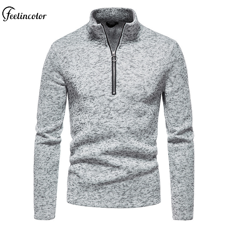 Mens Fashion Quarter Zip - Mannen gemêleerd grijs kwartrits coltrui sweatshirt