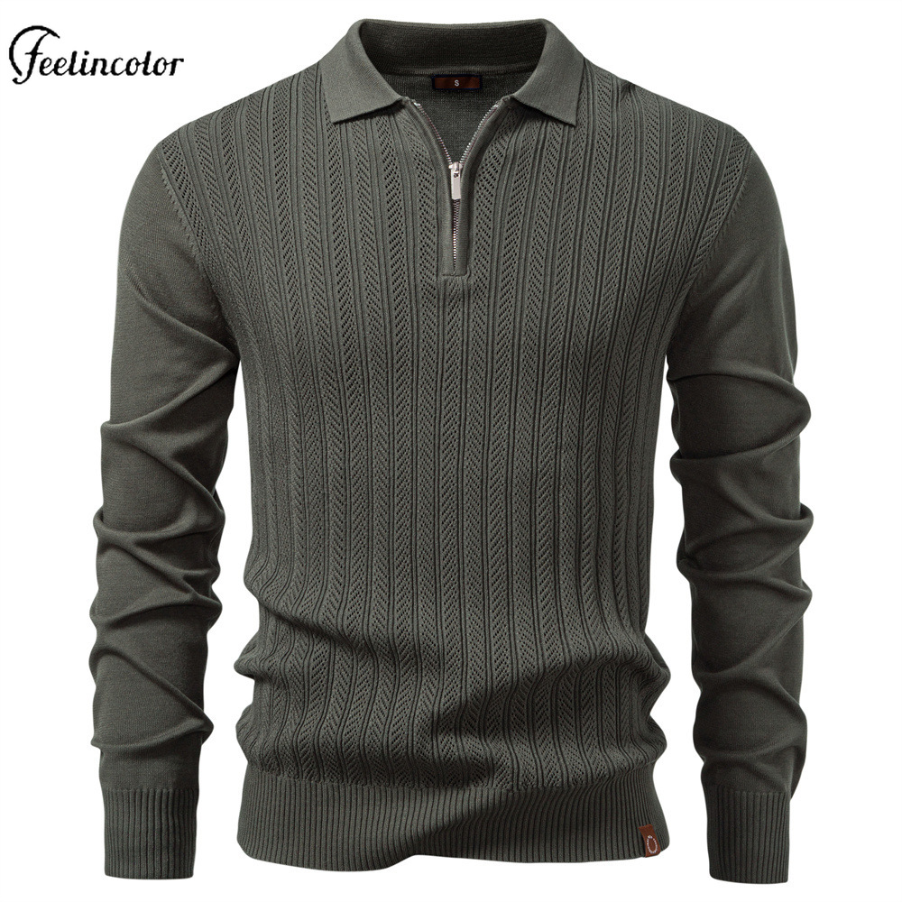 Olijfgroen herenpoloshirt met  - Mens Fashion Quarter Zip recensie en prijs