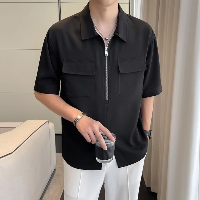 Herenpoloshirts Koreaanse mode - Mens Fashion Quarter Zip recensie en prijs