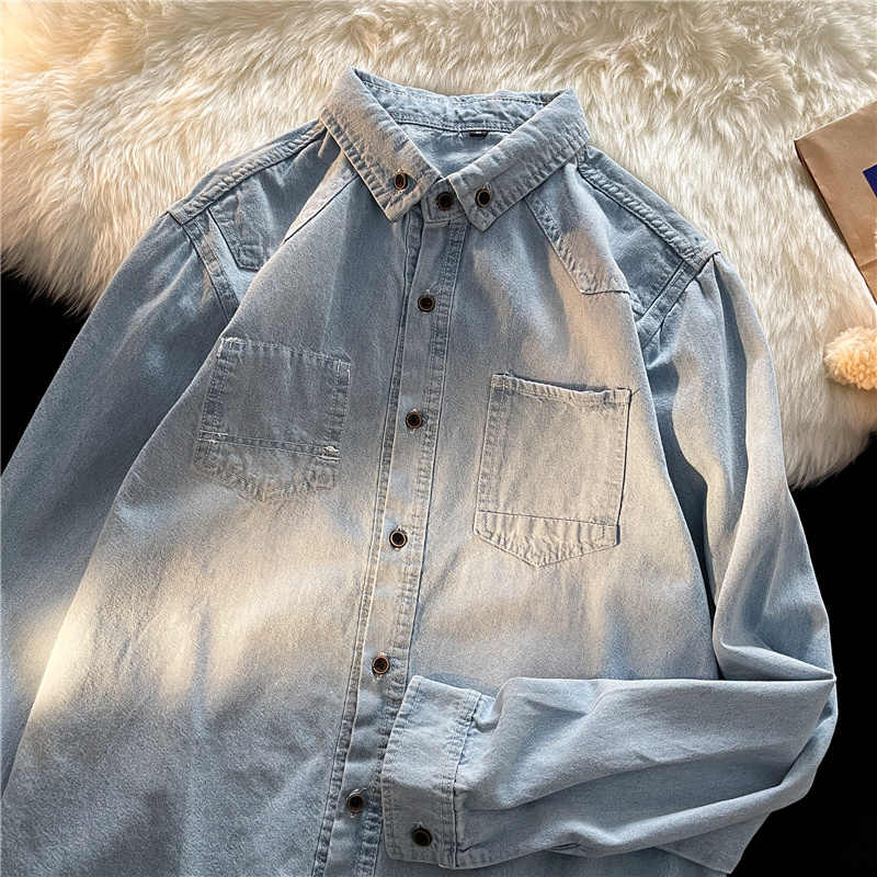 Koreaanse stijl denim shirts d - Men Fashion Korean Style recensie en prijs
