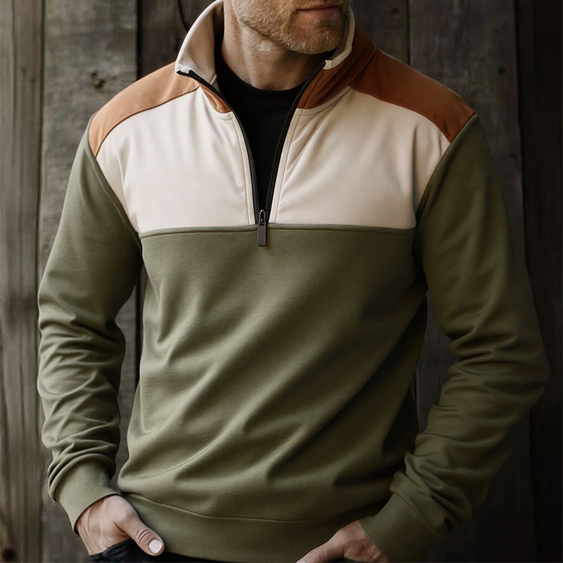 UETEEY Heren Kwart Zip Patchwo - Mens Fashion Quarter Zip recensie en prijs