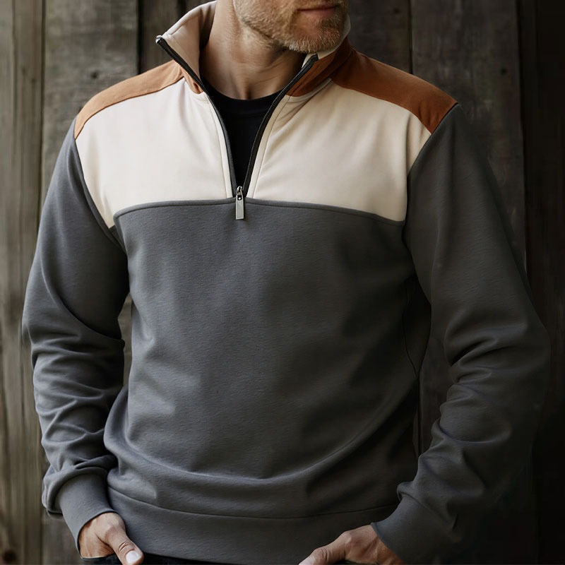 UETEEY Heren Kwart Zip Patchwo - Mens Fashion Quarter Zip recensie en prijs