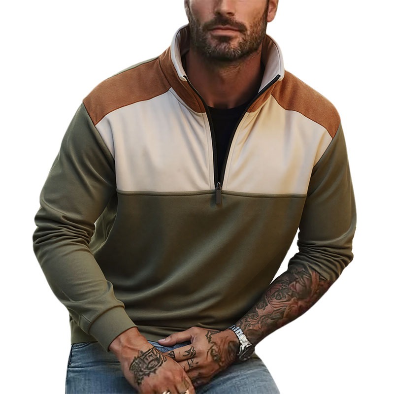 UETEEY Heren Kwart Zip Patchwo - Mens Fashion Quarter Zip recensie en prijs