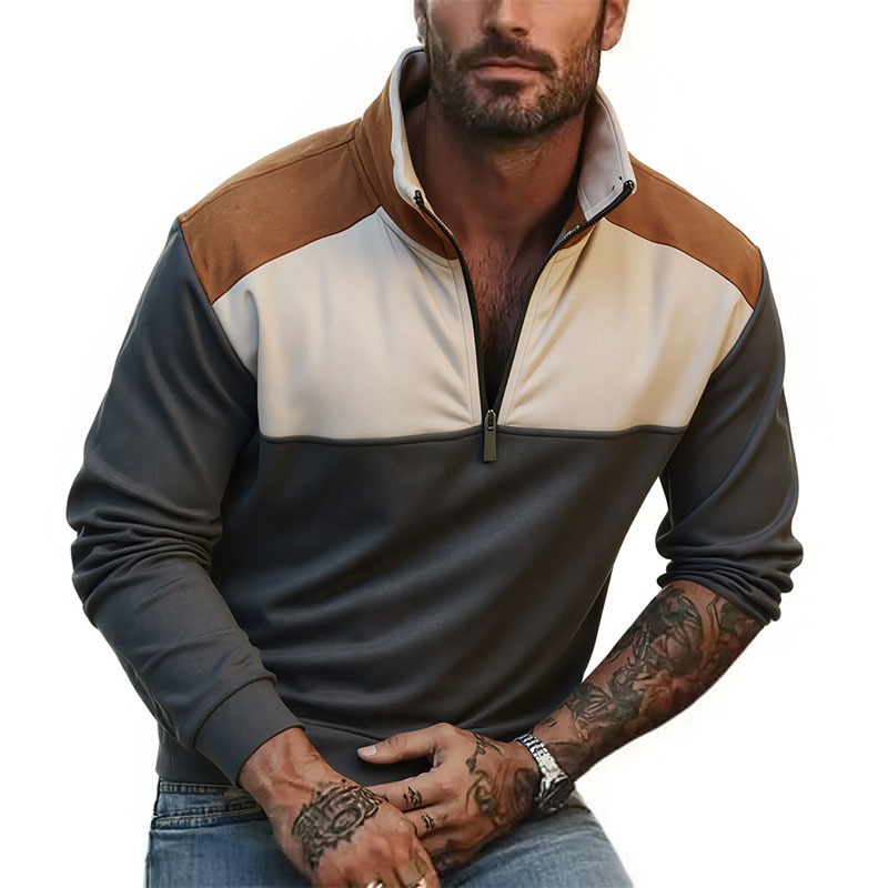UETEEY Heren Kwart Zip Patchwo - Mens Fashion Quarter Zip recensie en prijs