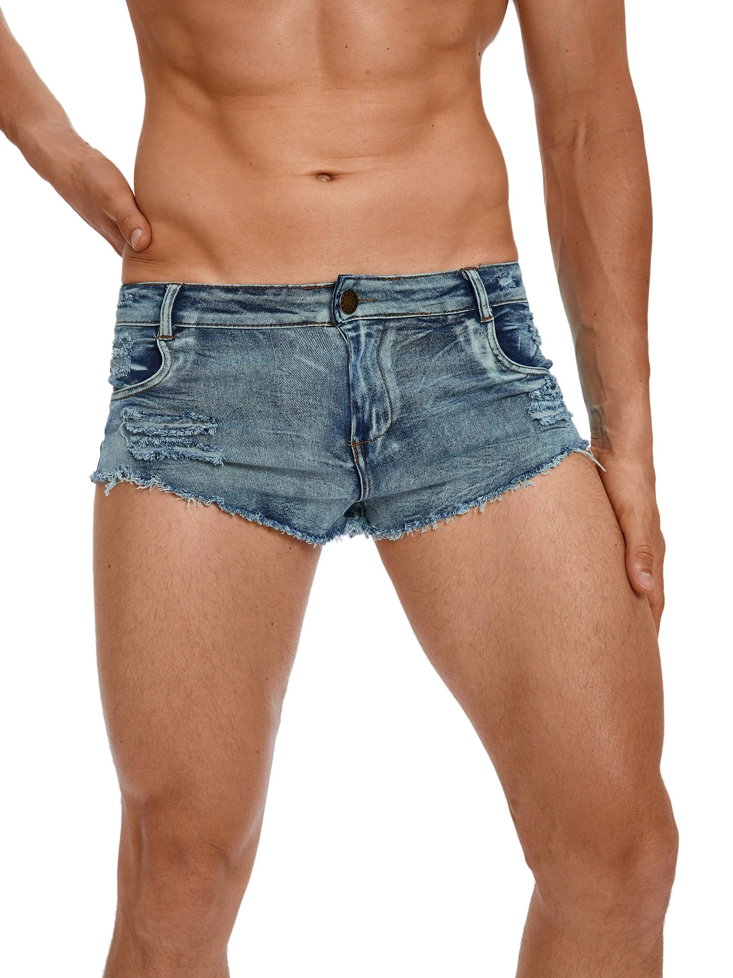 Heren jeansshorts met lage tai - Skinny Jeans Ripped recensie en prijs