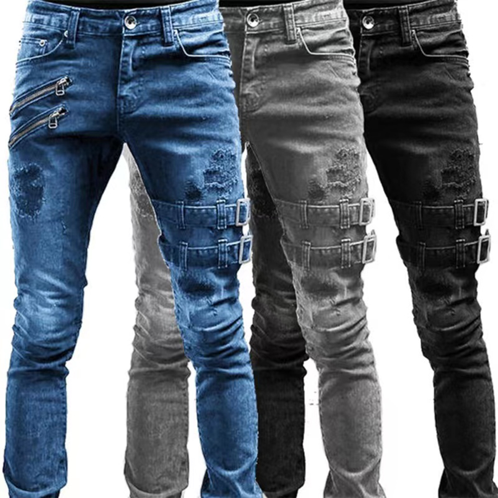 Retro Moto Biker Rechte elasti - Skinny Jeans Ripped recensie en prijs