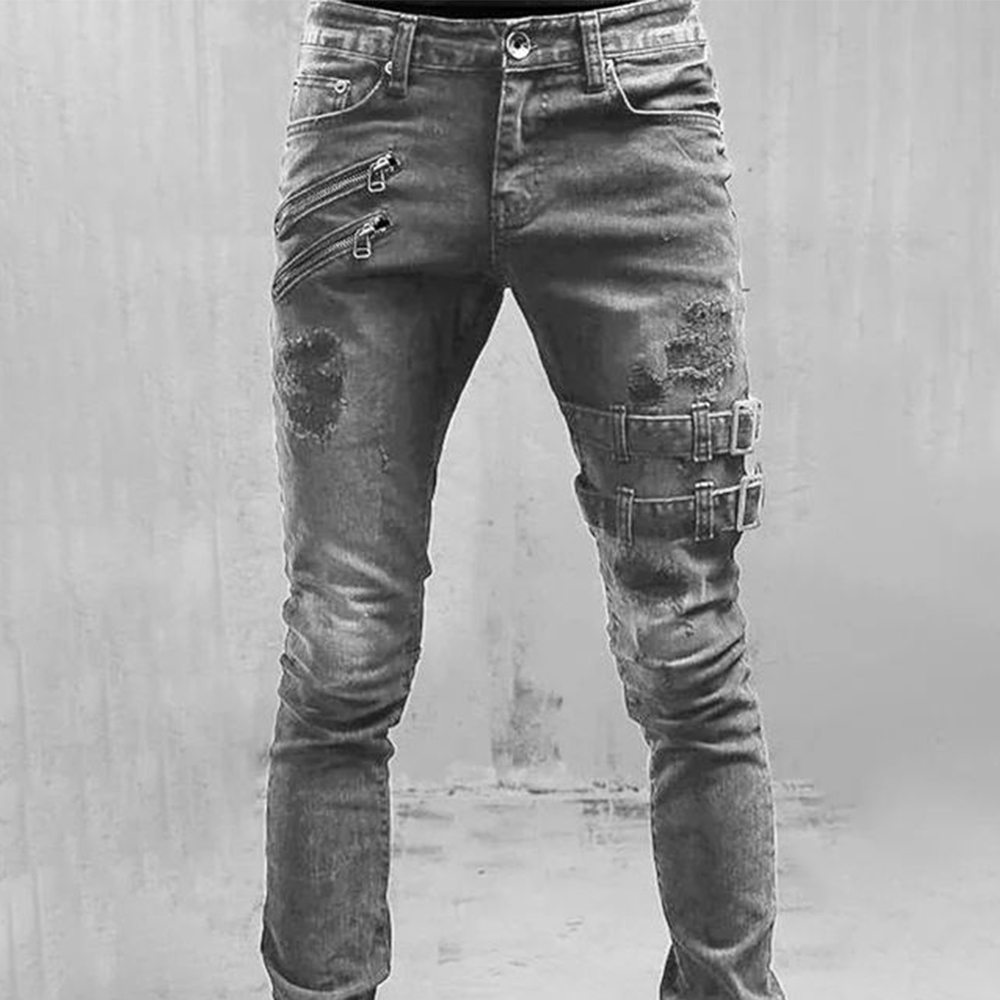 Retro Moto Biker Rechte elasti - Skinny Jeans Ripped recensie en prijs